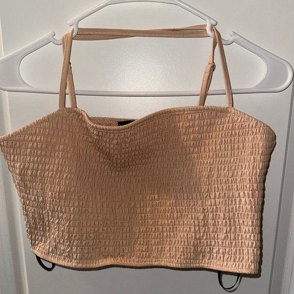Tan Ribbed Crop Top - Picture 1 of 2